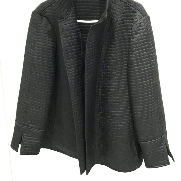 Harvé Bernard Women Quilted Coat Jacket Size XL Open Front Minimalist - Picture 3 of 7